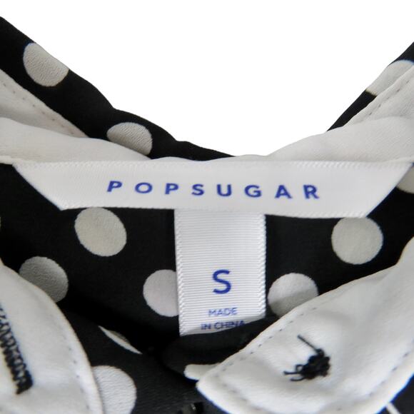 Urban Outfitters Popsugar Black Polka Dot Red Heart Polka Dot Button Down Blouse - Picture 6 of 6